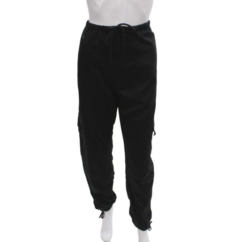 Leset Unisex Sweatpants Black 100% Cotton Drawstring 90s Size S